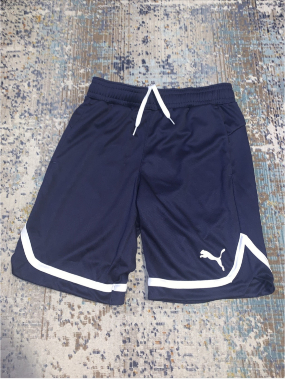 Puma Mens Regular Fit Moisture-Wicking Mesh 10" Shorts Navy Blue S - Picture 16 of 16